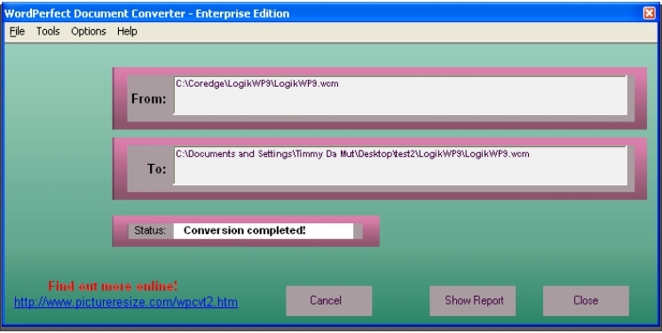 WordPerfect Document Converter Enterprise Edition Screenshot